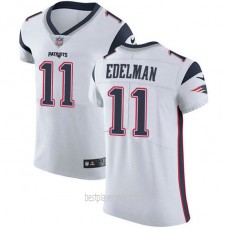 Mens New England Patriots #11 Julian Edelman Elite White Vapor Road Jersey Bestplayer